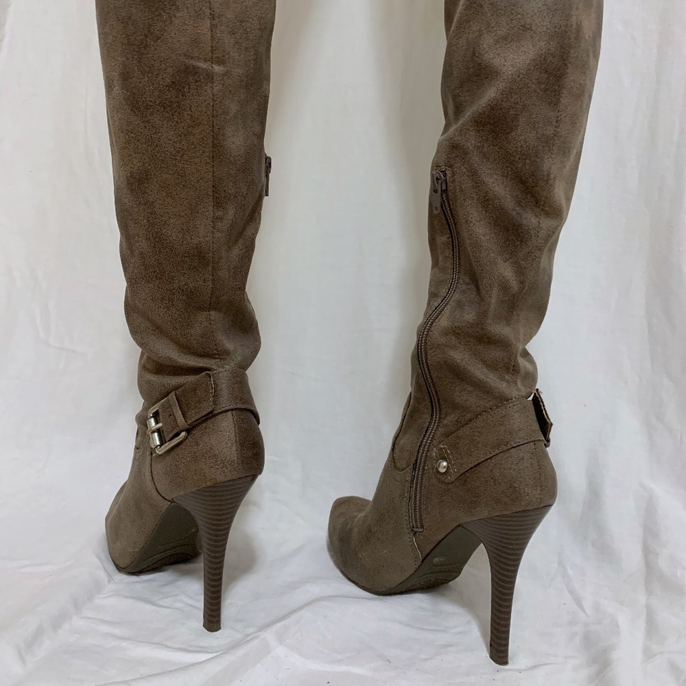 BCBG Taupe Knee High Heeled Boots